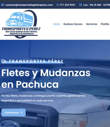 Proyecto de diseño web para transporteylogisticaperez.com