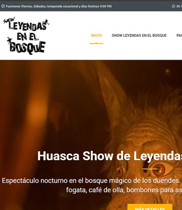 Proyecto de diseño web para showleyendasenelbosque.com.mx