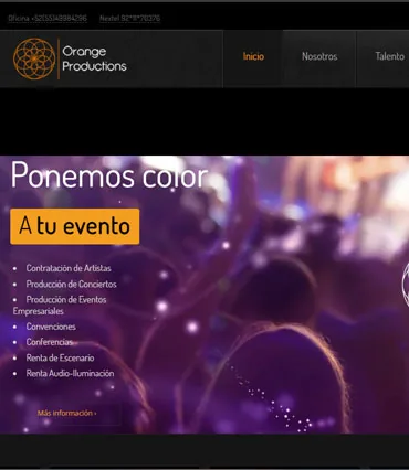 Proyecto de diseño web para orangeproductions.com.mx