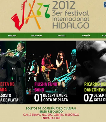 Proyecto de diseño web para festivalinternacionaldejazzhidalgo.com.mx