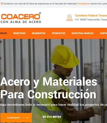 Proyecto de diseño web para coacero.com.mx