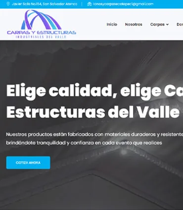 Proyecto de diseño web para carpasyestructurasdelvalle.com.mx