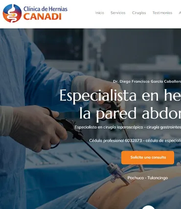 Proyecto de diseño web para clinicadeherniascanadi.com.mx