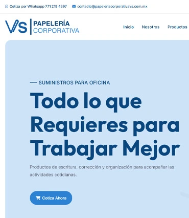 Proyecto de diseño web para papeleriacorporativavs.com.mx