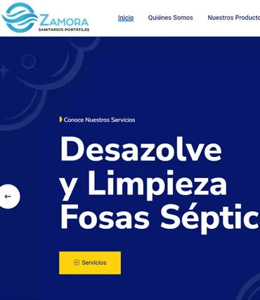 Proyecto de diseño web para sanitariosportatileszamora.com.mx