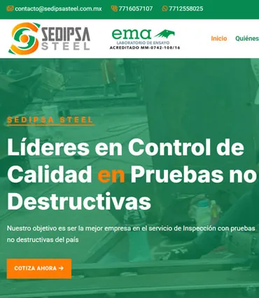 Proyecto de diseño web para sedipsasteel.com.mx