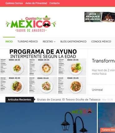 Proyecto de diseño web para gustoxmexico.com